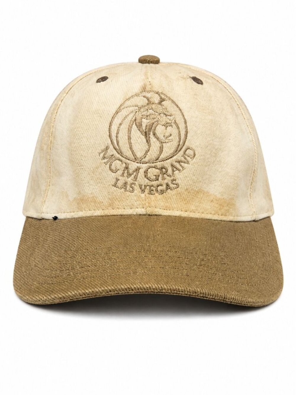 MGM Grand Unisex Baseball Cap Beige & Brown Cotton Adjustable Strap Pre-Owned